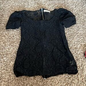 Puff sleeve black lace top Arden B